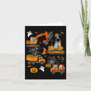 Spooky Construction Trucks Toddler Boys Halloween Card