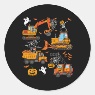 Spooky Construction Trucks Toddler Boys Halloween Classic Round Sticker