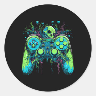 Spooky Cool Gaming Controller Video Game 1  Classic Round Sticker