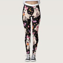 Spooky Coquette Ghost Halloween Leggings