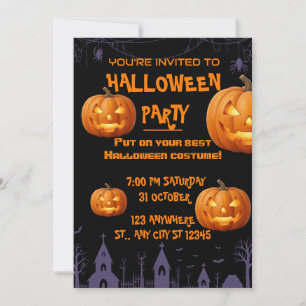 Spooky Costume Party Halloween Pumpkin Invitation