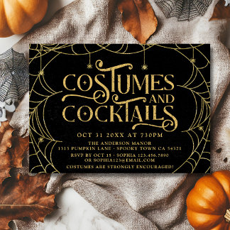 Spooky Costumes and Cocktails Adult Halloween Invitation