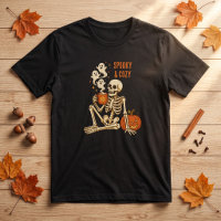 Spooky Cosy Skeleton Pumpkin Coffee Halloween