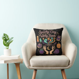 Spooky Cosy Witchy Brews Cute Halloween Aesthet Cushion