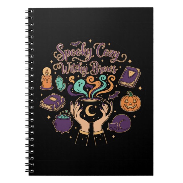  Spooky Cosy Witchy Brews | Cute Halloween Aesthet Notebook (Front)