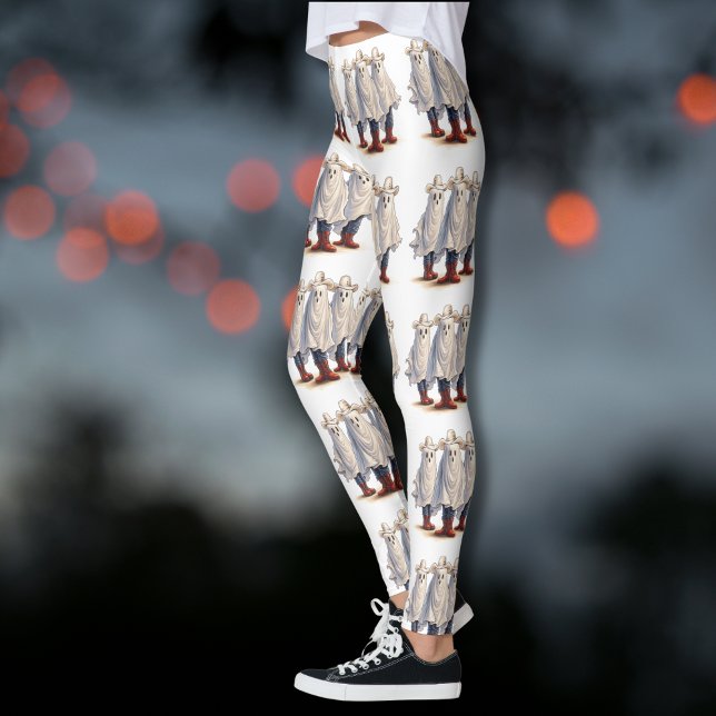 Spooky Cowboy Ghosts Halloween Leggings (Matching items available in the collection)