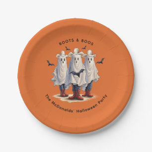 Spooky Cowboy Ghosts Halloween Party Paper Plate