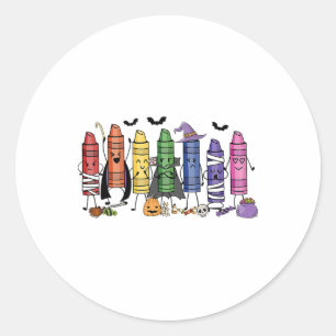 Spooky Crayon Halloween Teacher Trick Or Teach Fun Classic Round Sticker