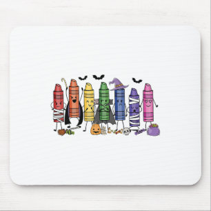 Spooky Crayon Halloween Teacher Trick Or Teach Fun Mouse Mat