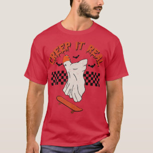 Spooky Creep It Real Ghost Groovy Hippie Halloween T-Shirt