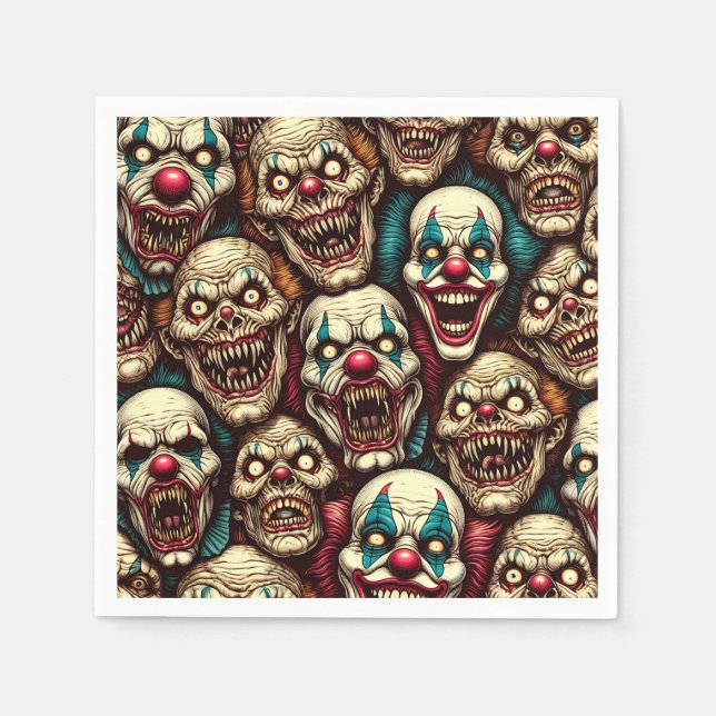 Spooky Creepy Clown Zombie Halloween Napkin (Front)