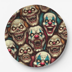 Spooky Creepy Clown Zombie Halloween Paper Plate