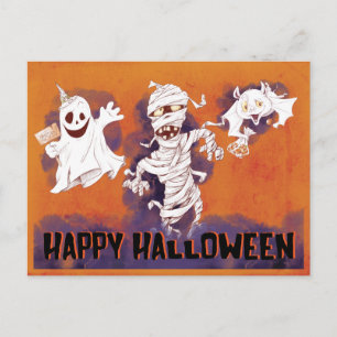 Spooky Creepy Happy Halloween Postcard