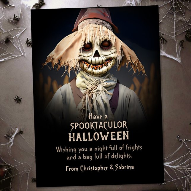Spooky Creepy Scarecrow Halloween Greeting Holiday Card (Creator Uploaded)