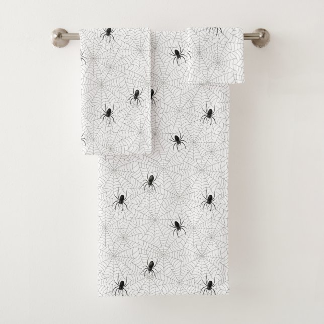 Spooky Creepy Spider Web Halloween Bath Towel Set (Insitu)