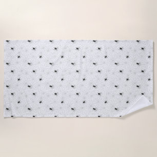 Spooky Creepy Spider Web Halloween Beach Towel