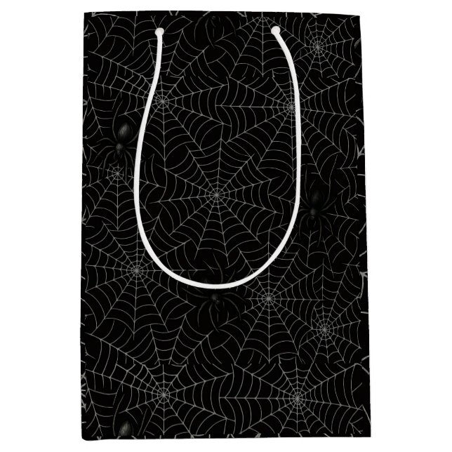 Spooky Creepy Spider Web Halloween Medium Gift Bag (Front)