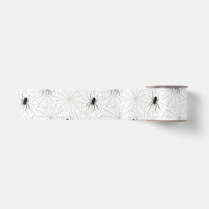 Spooky Creepy Spider Web Halloween Satin Ribbon