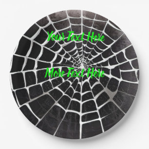 Spooky Creepy Spiderweb Pattern Halloween Custom Paper Plate