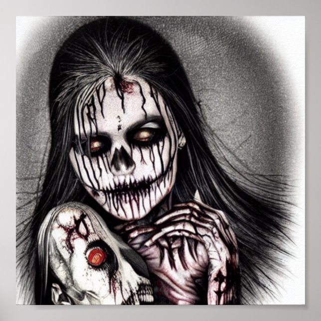 Spooky Creepy Woman Poster (Front)