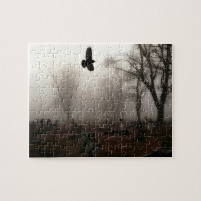 Spooky Crow Graveyard Jigsaw Puzzle (Horizontal)