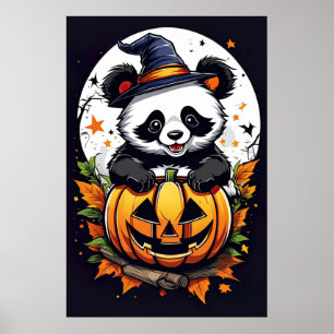 Spooky Cuddles, Adorable Halloween Panda Poster