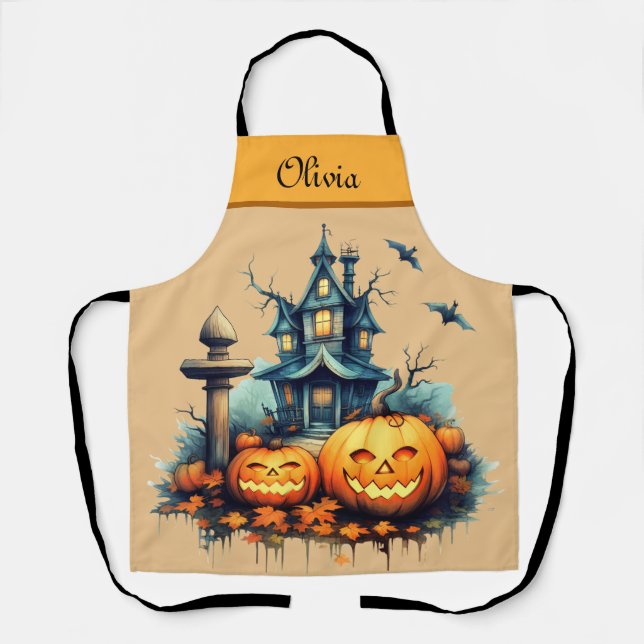 Spooky Custom All-Over Print Halloween Apron  (Front)