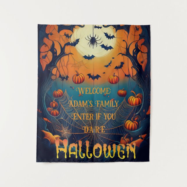 Spooky Custom Halloween Wall Hanging Tapestry (Front)