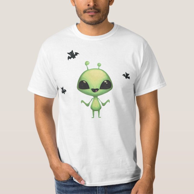 Spooky-Cute Alien Halloween T-Shirt (Front)