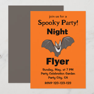 Spooky Cute Bat Night Flyer Party Invitation