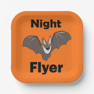 Spooky Cute Bat Night Flyer Party Paper Plate