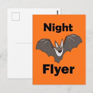 Spooky Cute Bat Night Flyer Postcard