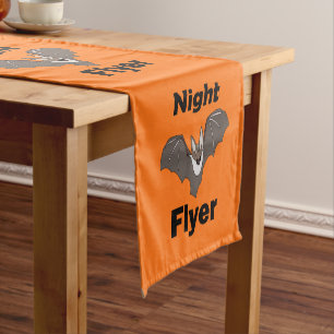 Spooky Cute Bat Night Flyer Short Table Runner