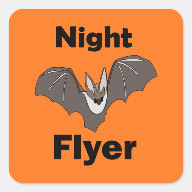 Spooky Cute Bat Night Flyer Square Sticker (Front)