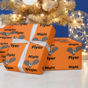 Spooky Cute Bat Night Flyer Wrapping Paper