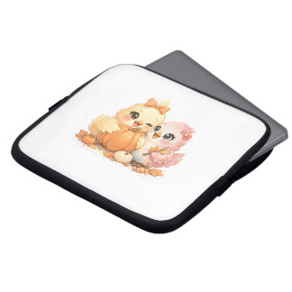Spooky Cute Birds Pumpkin Laptop Sleeve