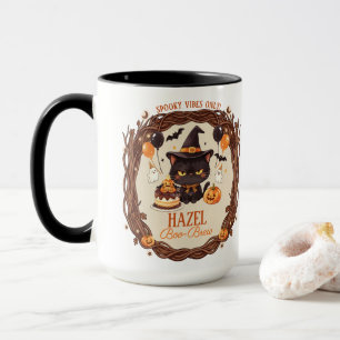 Spooky Cute Black Cat Halloween Witch Party Big Mug