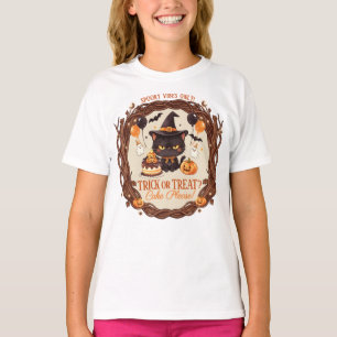 Spooky Cute Black Cat Halloween Witch Party T-Shirt