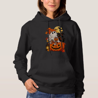 Spooky Cute Black Cat in Witch Hat Hoodie