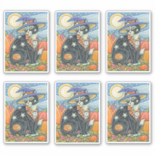 SPOOKY CUTE BLACK CAT WITCH HALLOWEEN MAGIC KITTEN