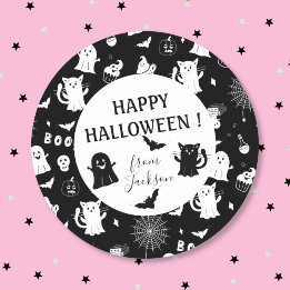 Spooky Cute Black White Halloween Kid Sticker