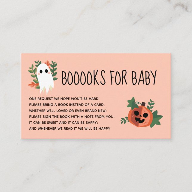 Spooky Cute Blush Pink Books For Baby Enclosure Card (Front)