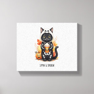 Spooky Cute Cat Halloween Canvas Print