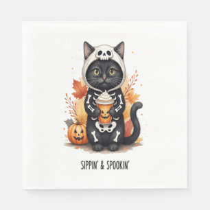Spooky Cute Cat Halloween Napkin