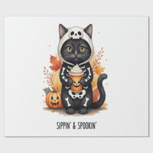 Spooky Cute Cat Halloween Wrapping Paper