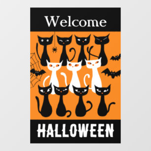 Spooky cute cats welcome Halloween Window Cling