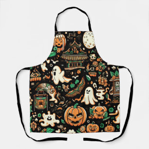 Spooky Cute Creepy Kawaii Ghost Pumpkin Halloween Apron