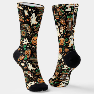 Spooky Cute Creepy Kawaii Ghost Pumpkin Halloween Socks