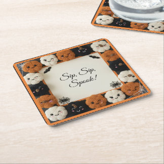 Spooky Cute Crochet Pumpkin Halloween Coasters