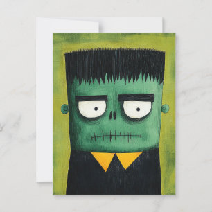 Spooky Cute Frankenstein Monster Halloween Postcard